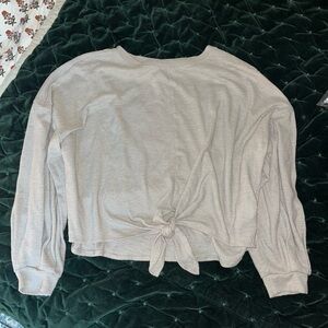 H&M Light Gray Long Sleeve Knotted Top